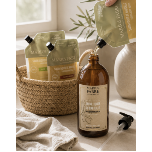 Marius Fabre Empty 1 Litre Refill Bottle with Pump - Bien Etre (Pack of 6)
