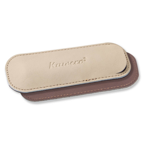 KAWECO ECO LEATHER POUCH - SPORT - CREAMY ESPRESSO - HOLDS 2 PENS