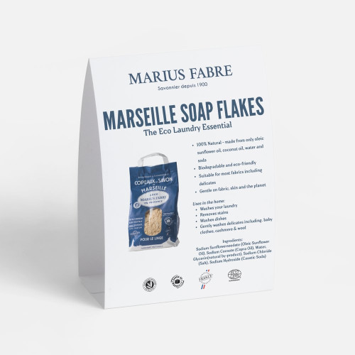 Marius Fabre A5 POS Display - Table Tent - LAVOIR - Soap Flakes/Laundry Liquid