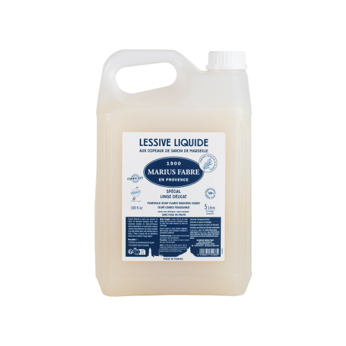 Marius Fabre Refill - Marseille Soap Flakes Washing Liquid with Baking Soda 5 Litre  - Olive Leaf Fragrance - Lavoir (Pack of 2)