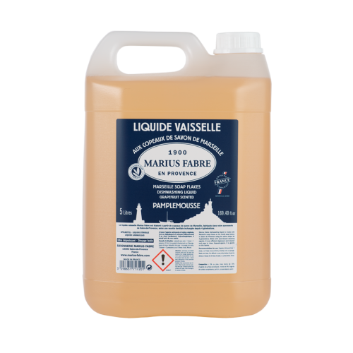 Marius Fabre Refill - Marseille Soap Flakes Dishwashing Liquid with Grapefruit Fragrance - 5 Litres - Lavoir (Pack of 2)