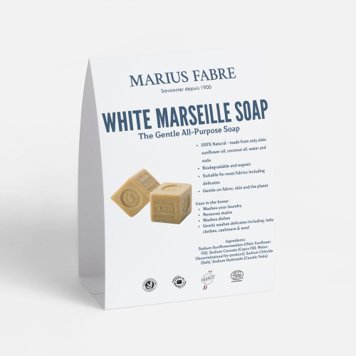 Marius Fabre A5 POS Display - Table Tent - Green/White Marseille Soap